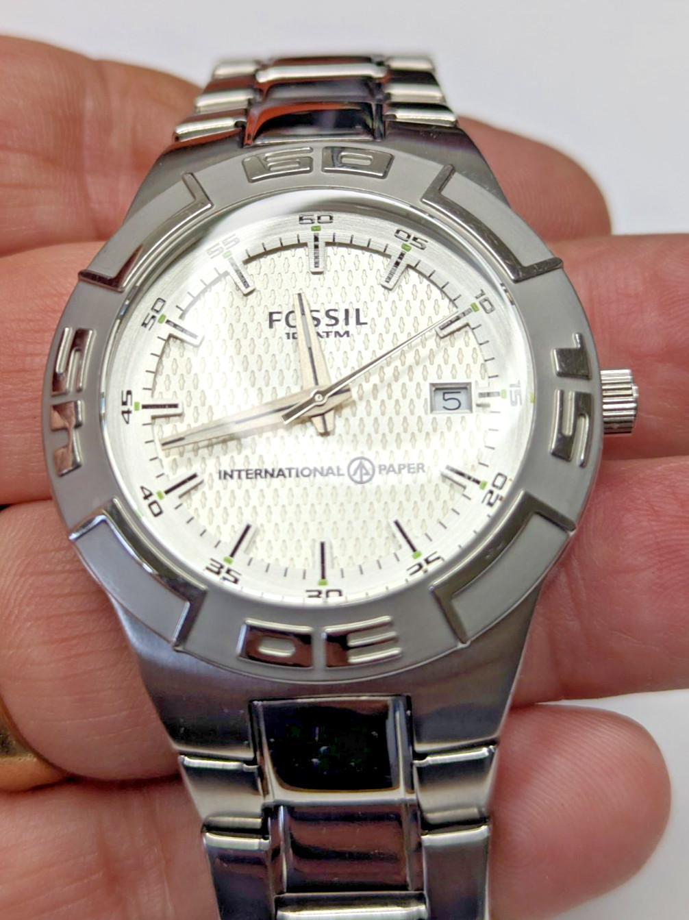 Fossil International Paper Men’s Watch w/ Date Quartz 10 ATM WR – Runs Tested