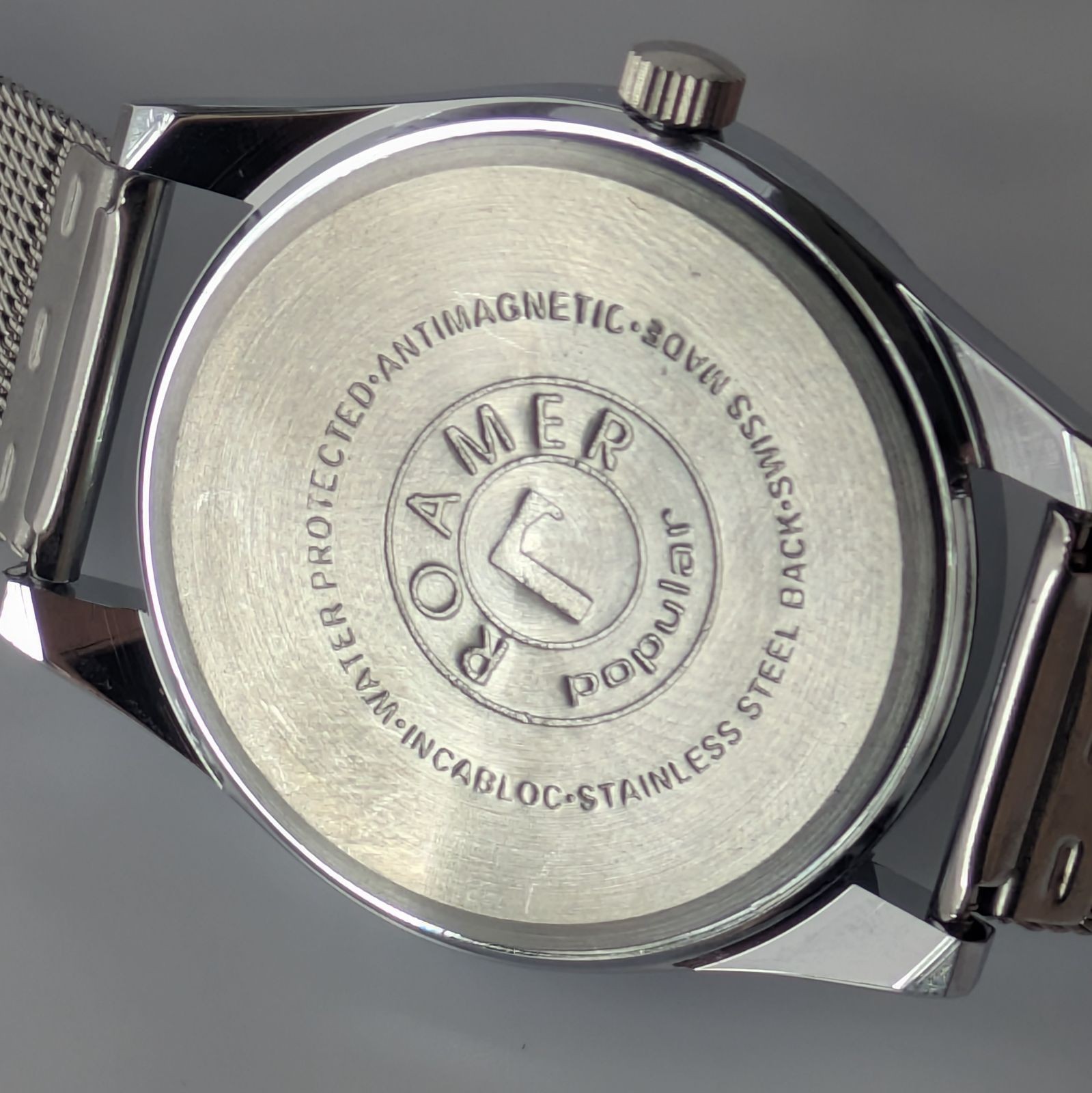 Roamer Vintage Hand-Winding Watch Black Dial Stainless Steel From Japan