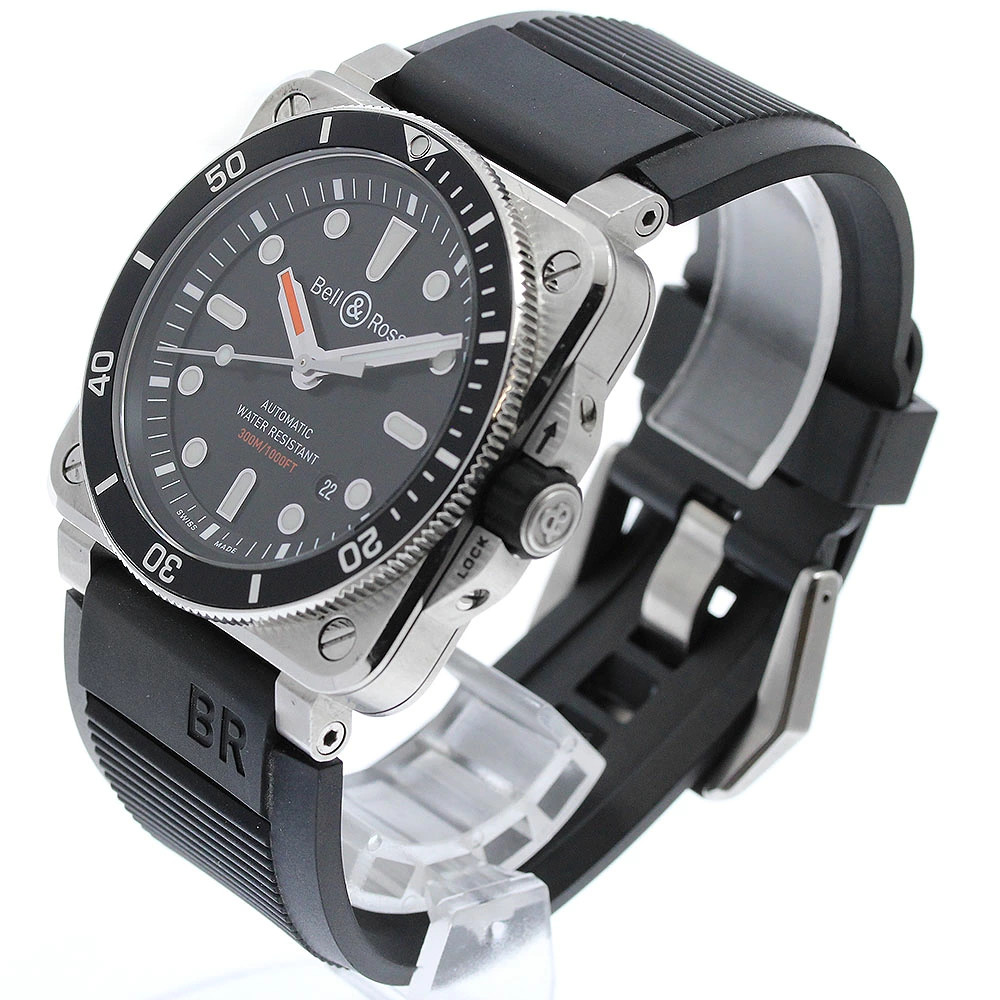 BELL&ROSS WATCH BR03-92-DIV DIVER DATE AUTOMATIC BLACK STAINLESS STEEL MEN’S F/S