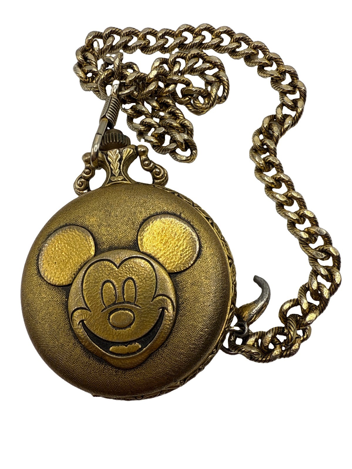 Disney Vintage Mickey Mouse Pocket Watch Manual Wind Swiss Skeleton – READ DESCR