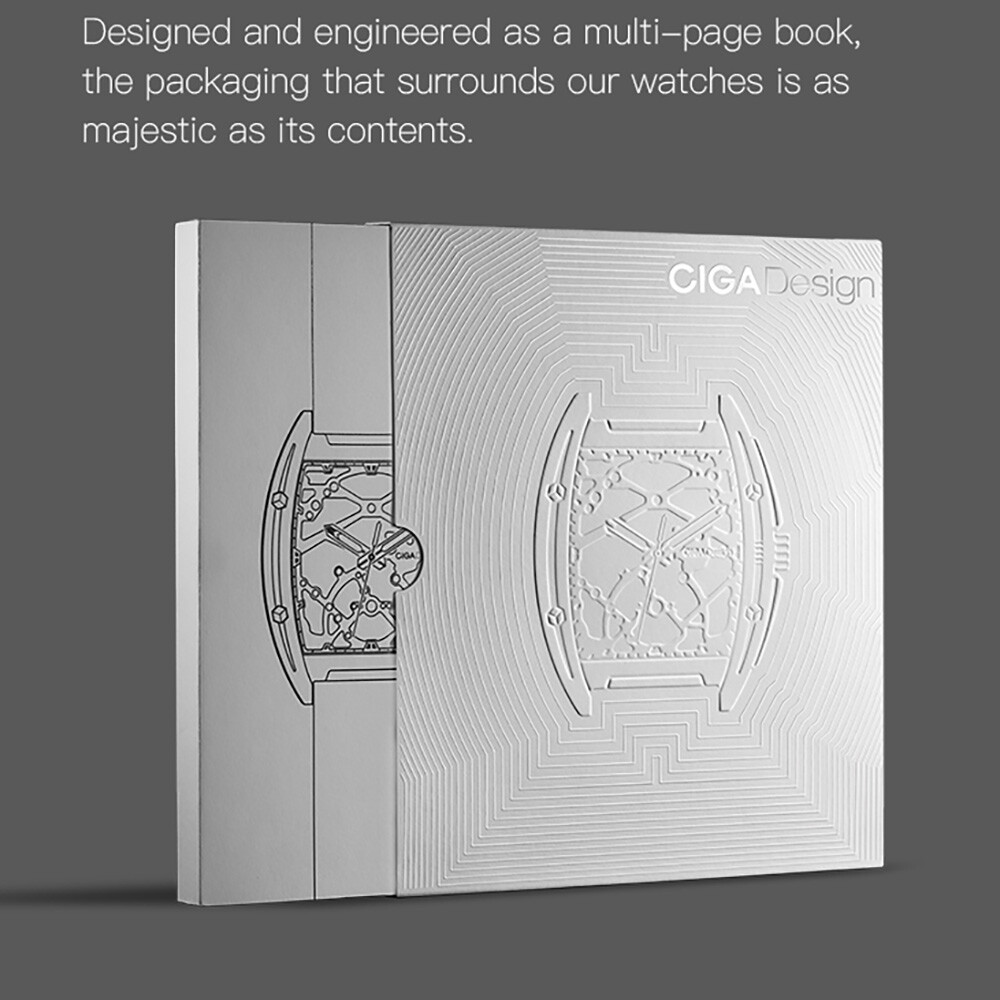 CIGA Design Z Series Automatico Scheletrato Acciaio Silicone Nero Orologio Uomo