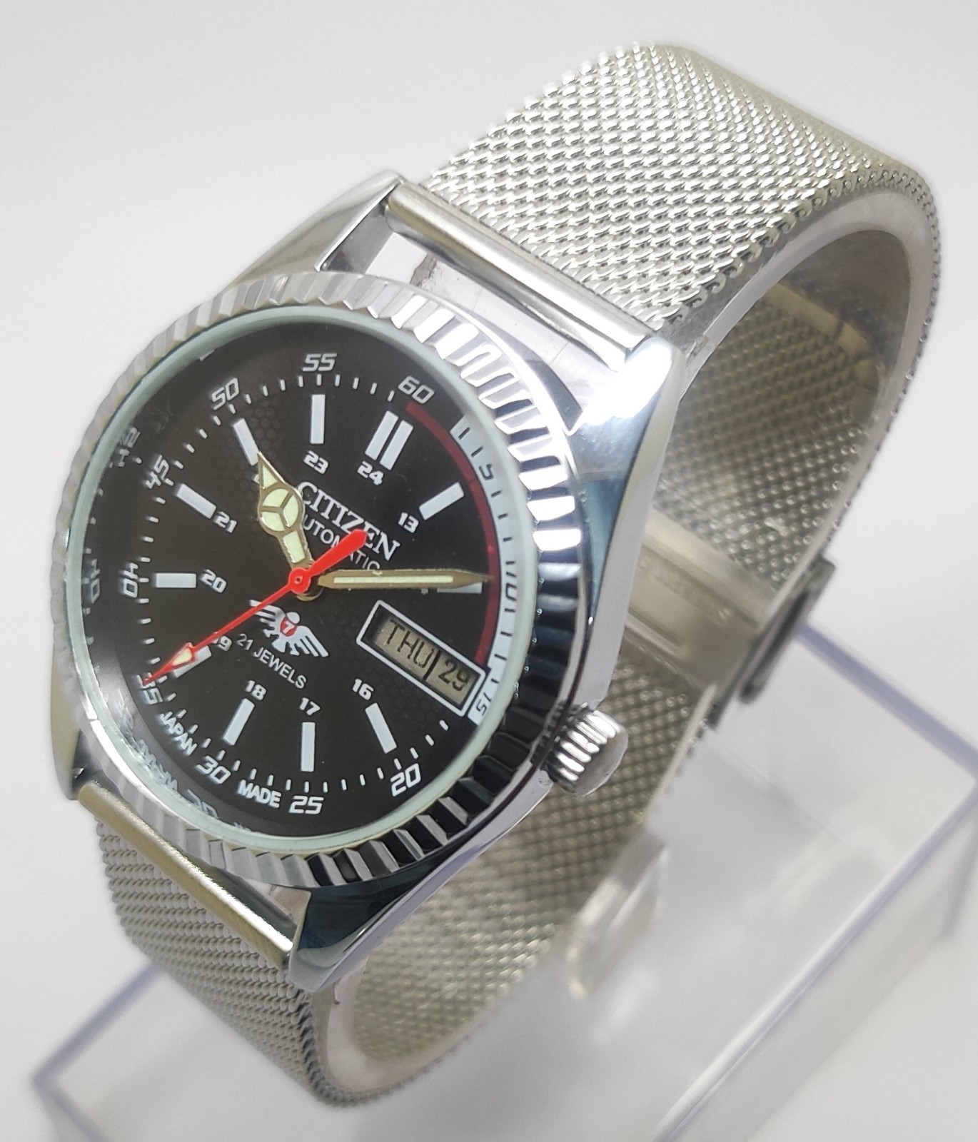 Refurbished Automatic Men’s Watch Day Date | Classic Vintage Style Steel Strap
