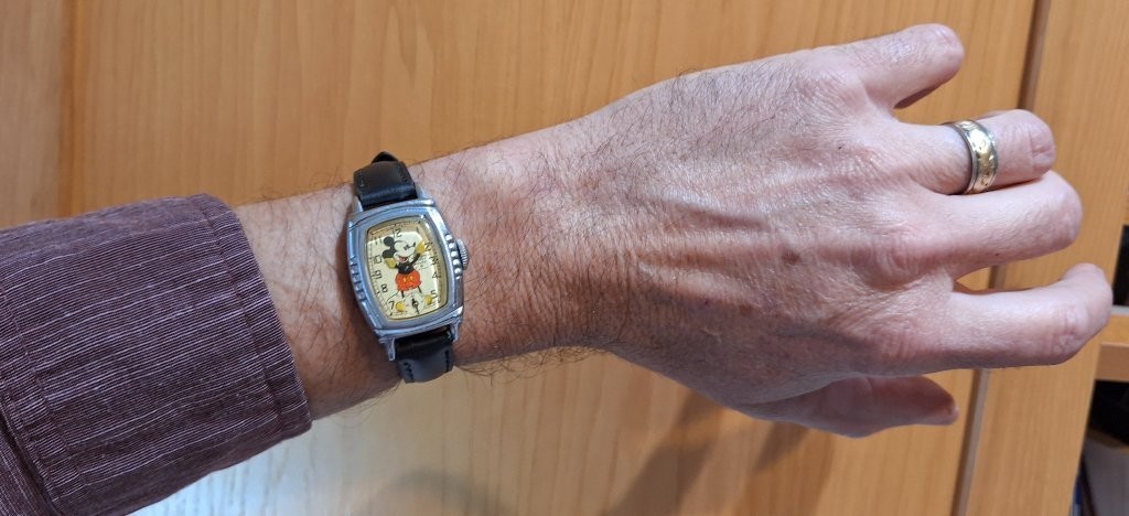 1930’s Ingersoll Mickey Mouse Chrome Watch Serviced and Wearable NICE Cond. 1939
