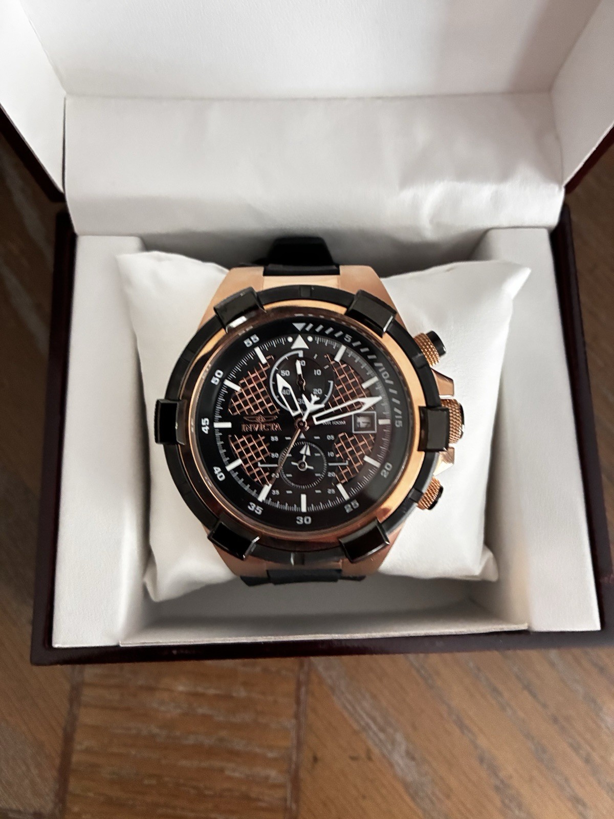 Invicta Aviator Men’s Quartz Chronograph Date Rose Gold/Black 48-52mm Box