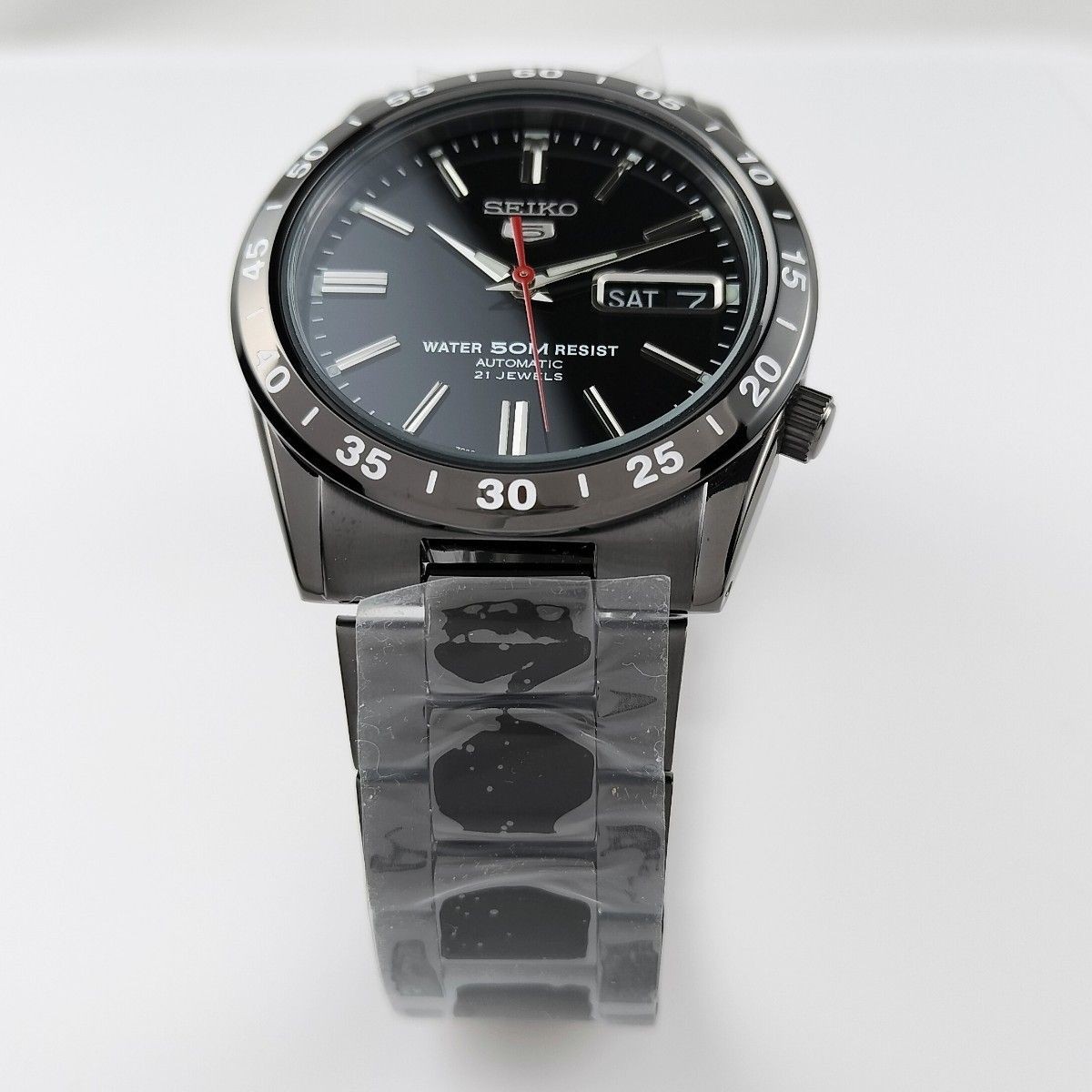 New With Overseas Reverse Import SEIKO5 Seiko Five IP Black Skeleton Day Date Au