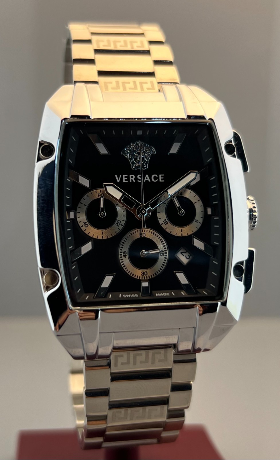 Vintage Men’s Versace Dominus Chrono Quartz Black Dial Sub-Sec/Date Wristwatch
