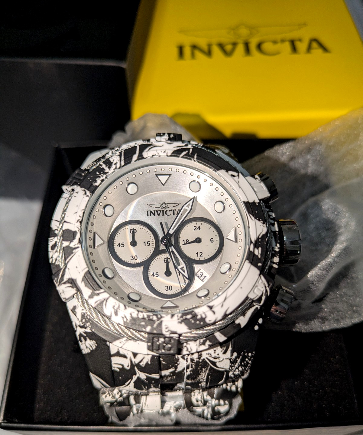 NEW INVICTA BOLT ZEUS 49139 53mm AQUA PLATED CHRONOGRAPH MENS WATCH STEEL SKULL