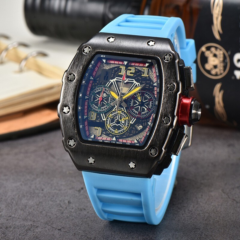 Richard Technolo Quartz Men’s Barrel-Shaped Fashion Hollow Calendar Watch