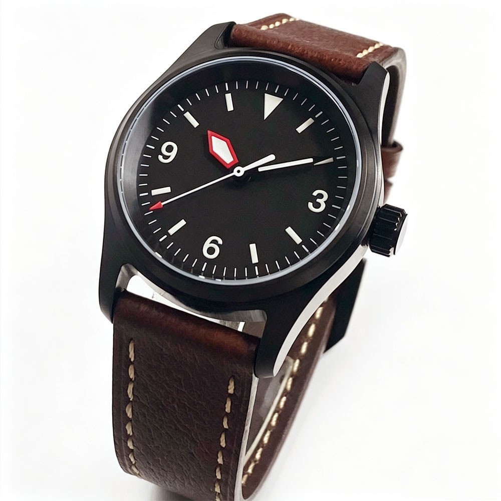 Japan NH35A Pilot Black Case 20ATM Diver 36mm Automatic Men Watch Sapphire Lume