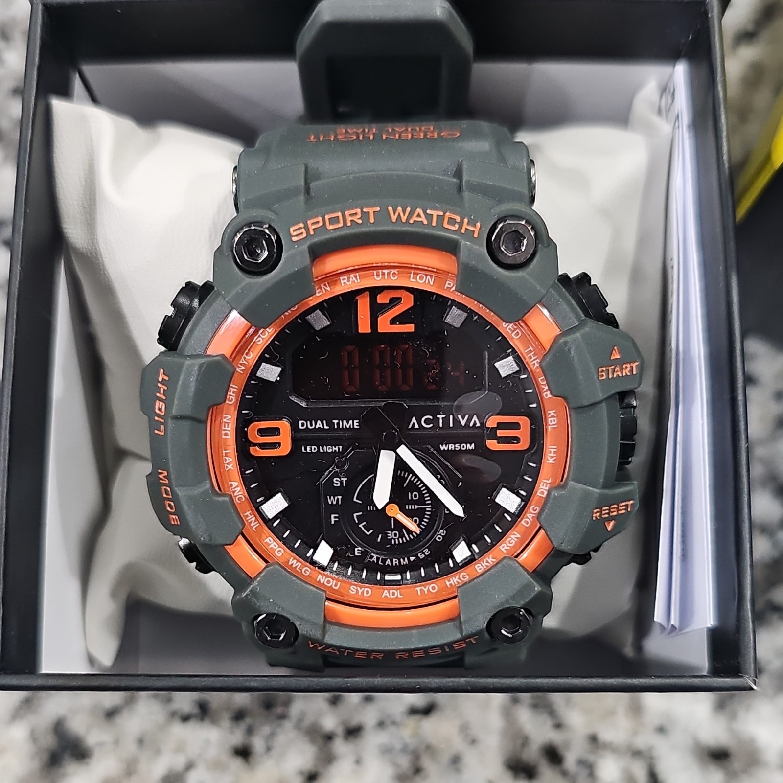 Invicta Activa Vextron X Invicta Dual Time Digital Gray Orange 52mm Men’s Watch