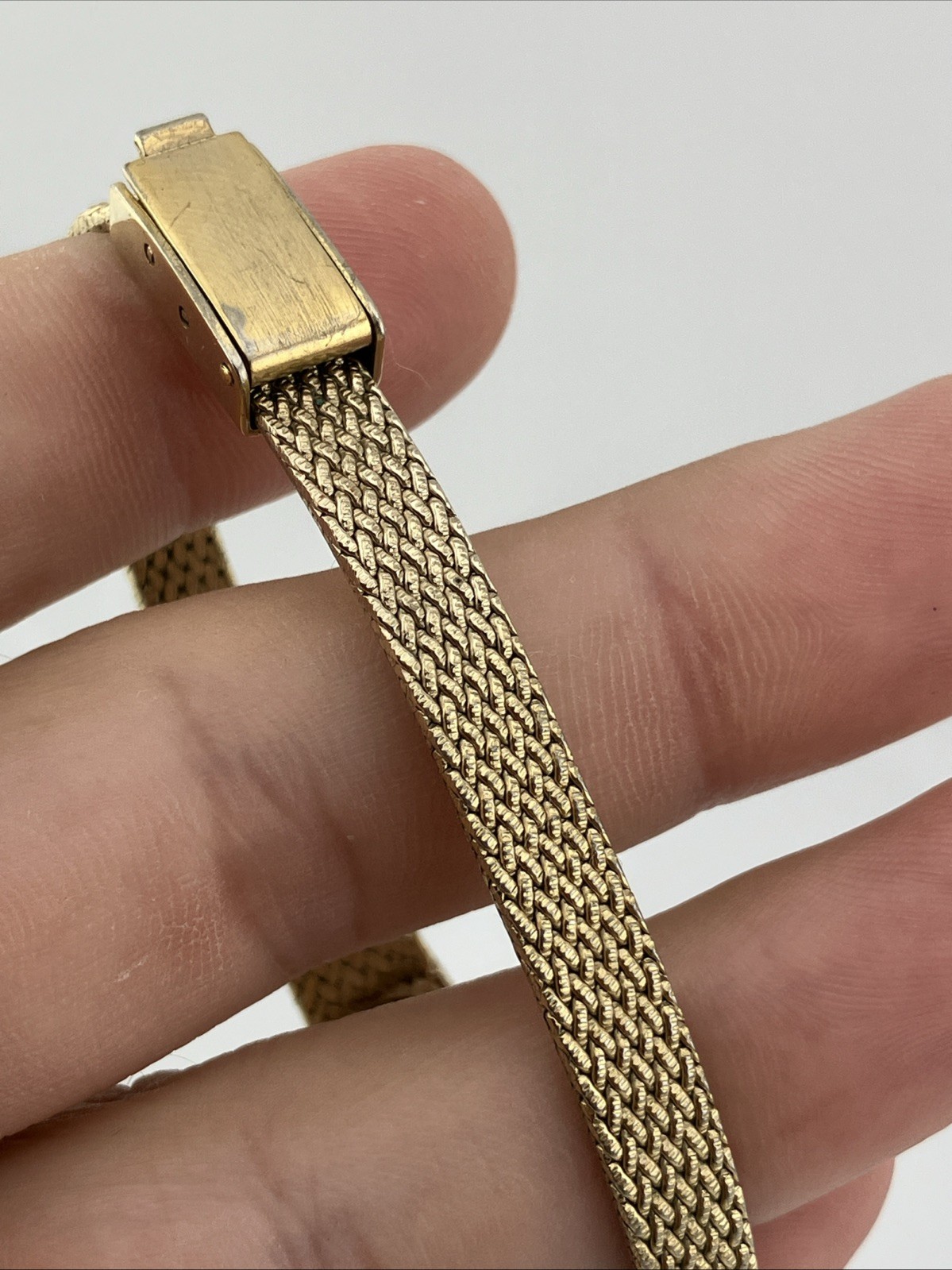 Vtg Jules Jurgensen Ladies 20mm Watch Gold Tone Diamon & Ruby Bezel Adjust -RUNS