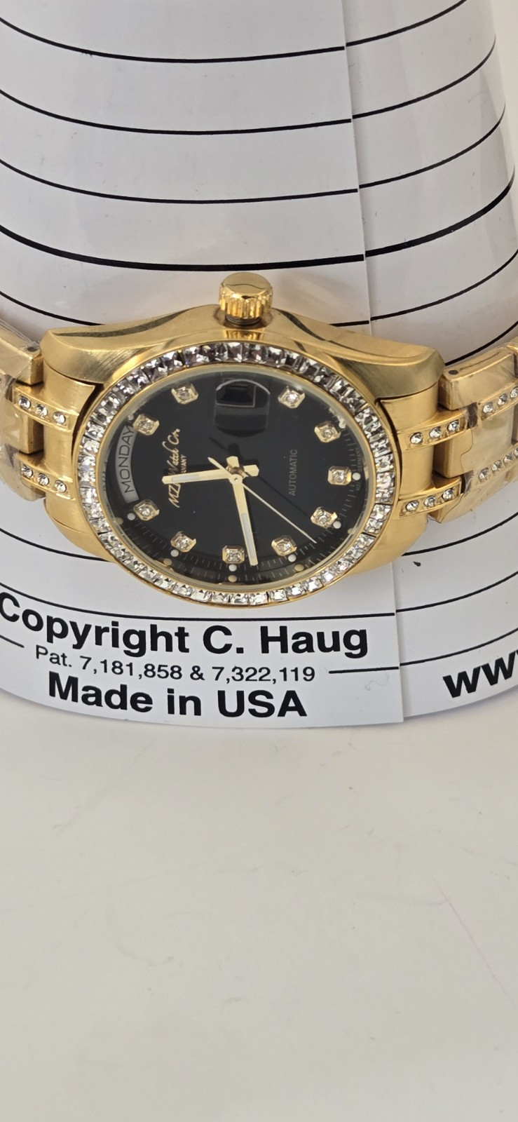 MZI Watch Co. Germany crystals Gold-tone 3 ATM Automatic Men’s Wristwatch NEW