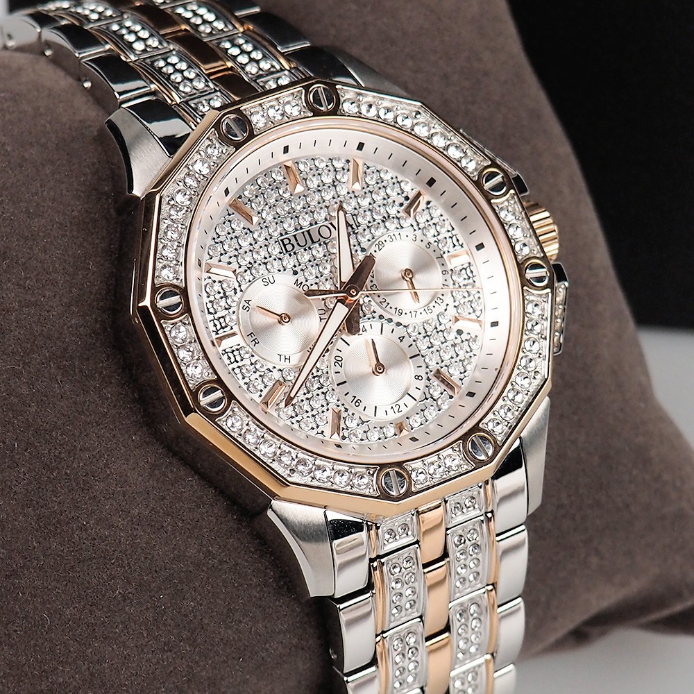 Bulova Octava Crystal 98C133 Two Tone Silver & Rose Gold Men’s Quartz Watch