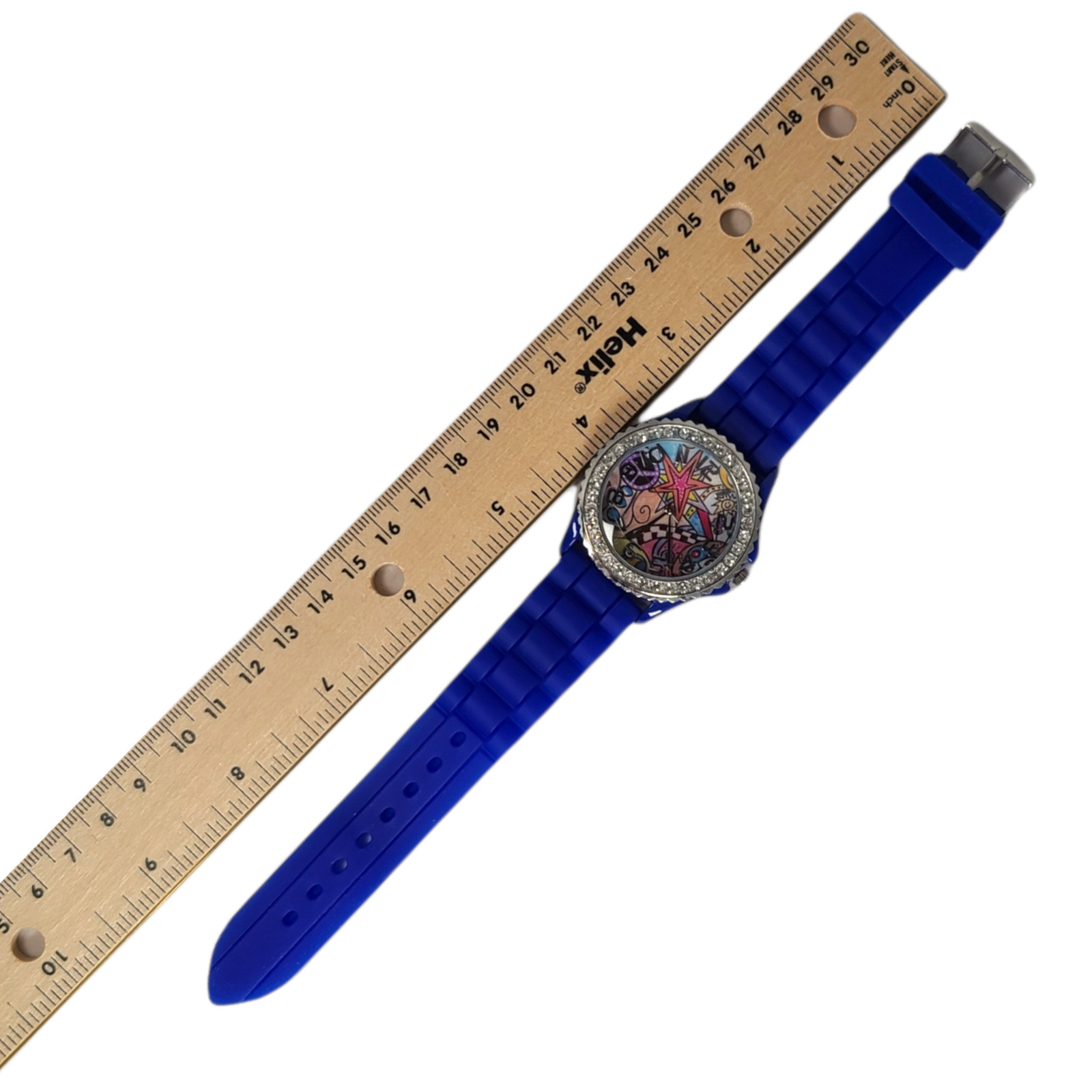 Swap Watch Rhinestone Bling Pop Art Blue Band