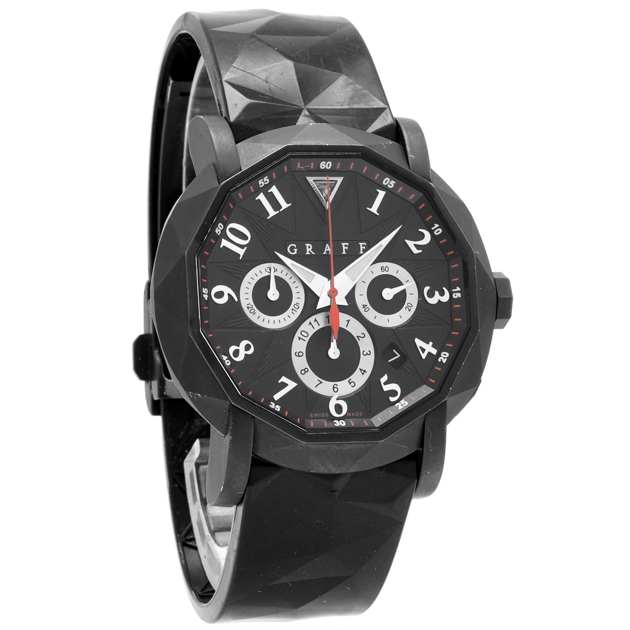 GRAFF Chronograff Watch Chrono 5500HV – Inventory 8160 DLC 45mm Rubber