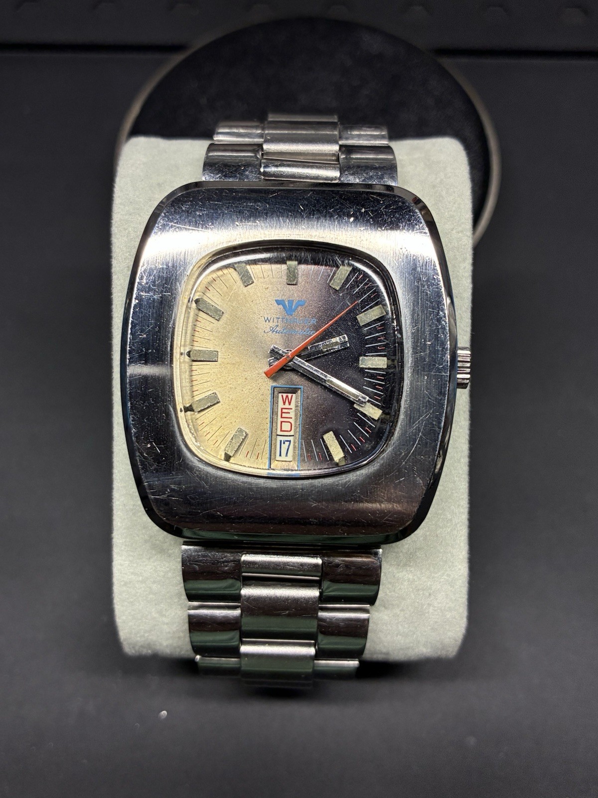 Vintage Wittnauer Automatic Watch TV Dial Men’s With Original Band RUNNING