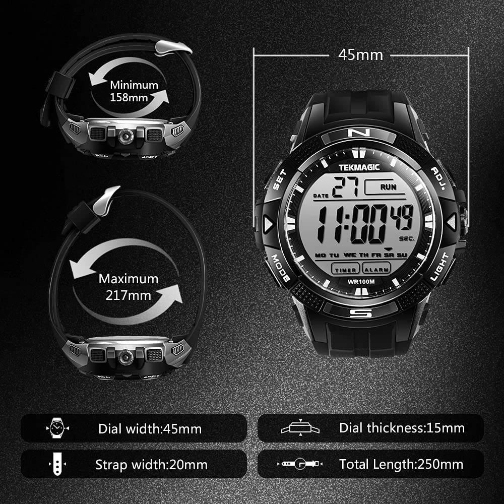 TEKMAGIC Digital Watch 100m Underwater Waterproof for Swimming Diving with…