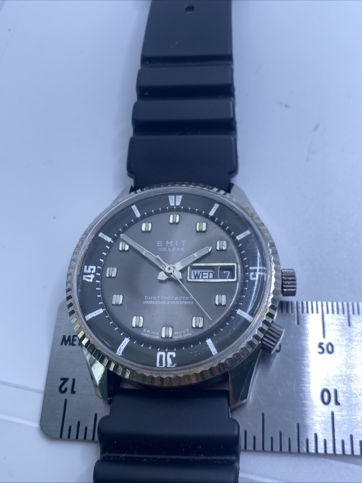 Emit De Luxe Swiss Dive Style Watch Wind Dive Watch Works Needs Service Runs
