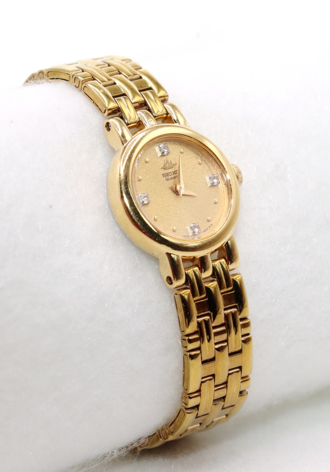 Seiko Girls Diamond Gold Tone Strap Bracelet Watch 6″ ~ Pre-owned