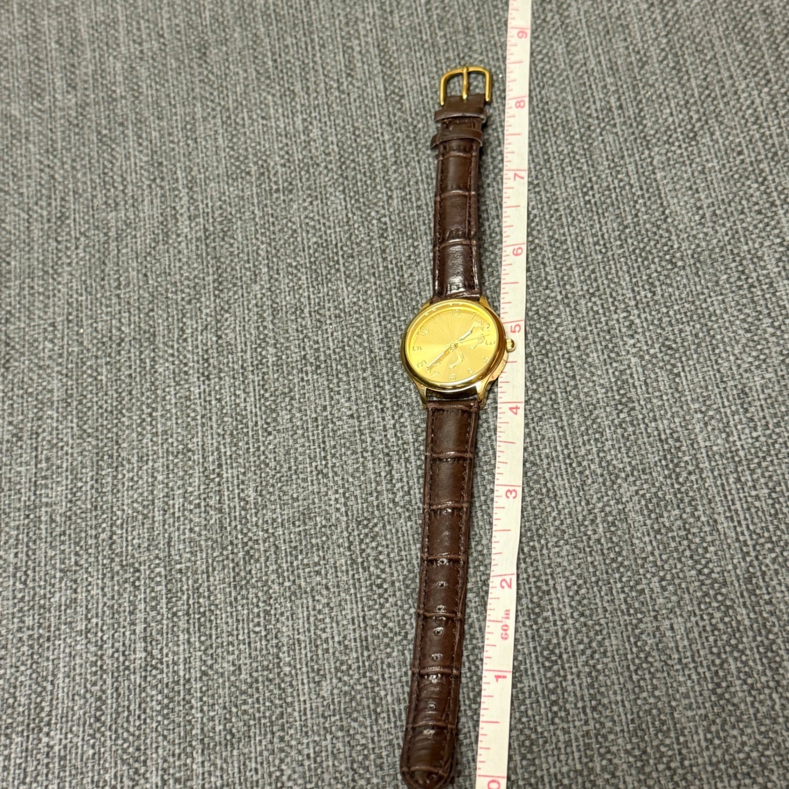 Footprints in the Sand Gold Tone Watch Brown Croc Strap Japan Movt works