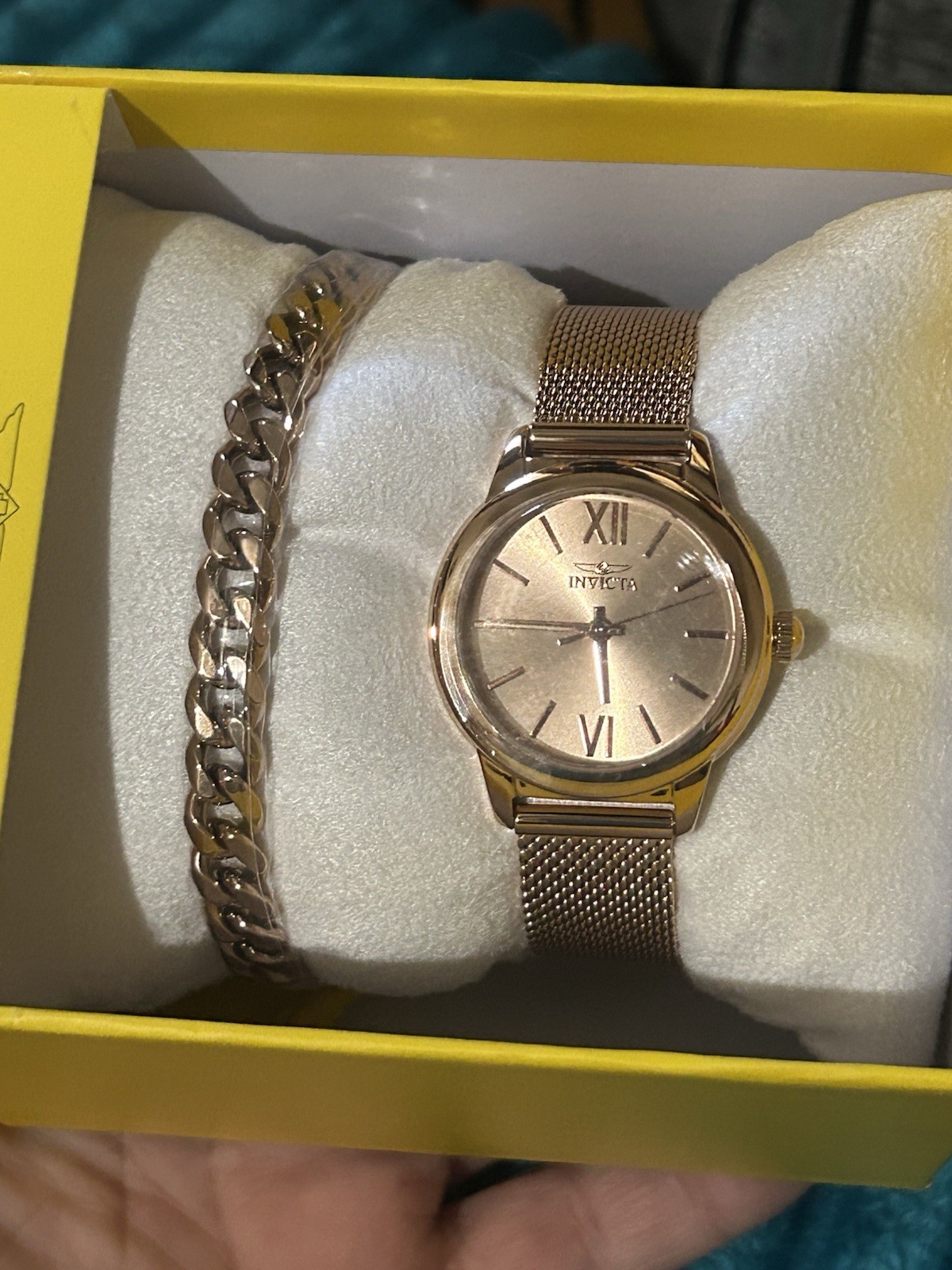 Invicta Women’s Quartz Dress Watch Rose Gold Dial Mesh Band Roman/Stick w/ Box