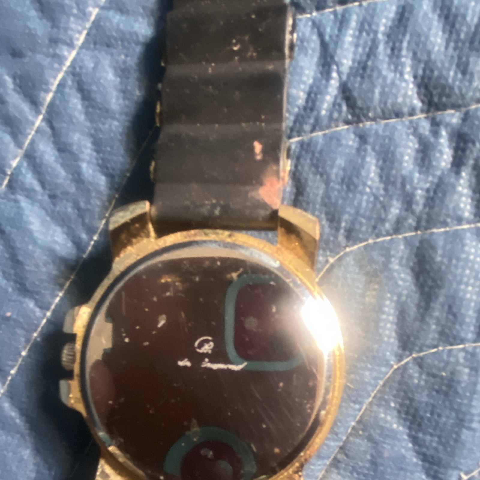 Charles Raymond Men’s Gold Tone Round Analog Watch Black Rubber Strap