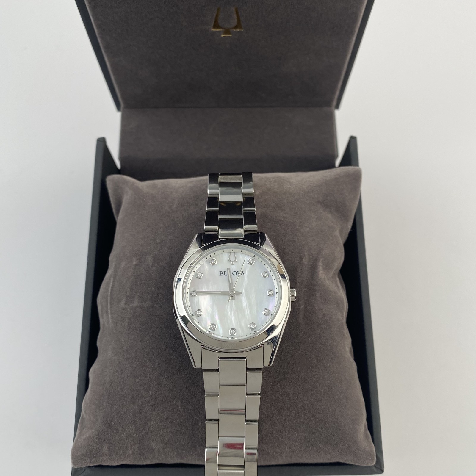 Bulova Surveyor Women’s Quartz Watch Mother of Pearl Dial Stainless Steel 96P228