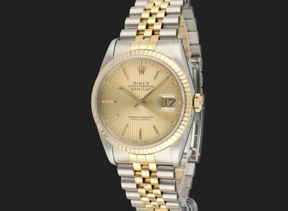 Rolex Datejust 36 Two-Tone Jubilee Fluted Bezel Tapestry Dial w/ box and papers