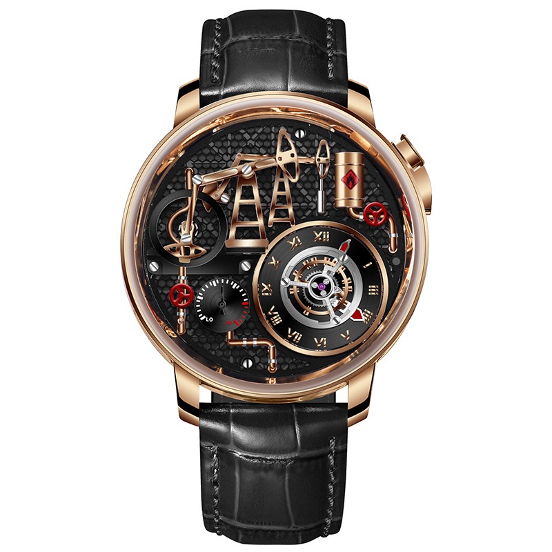 PINDU Men’s Luxury Dress Watch 45.5mm Steel Sapphire Crystal Luminous Waterproof