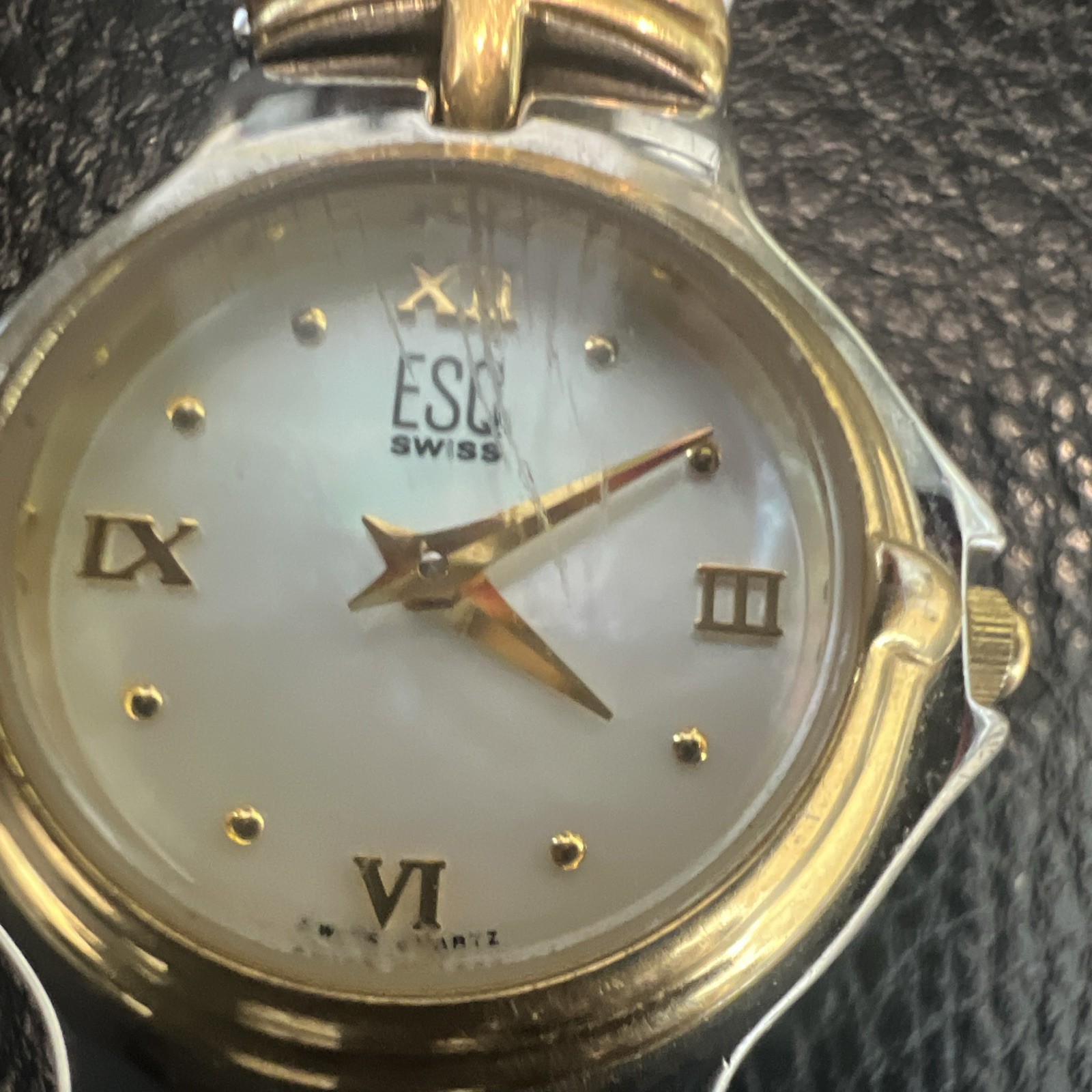 ESQ Swiss Womens Quartz Two-Tone SS Bracelet Roman Numeral White Dial WR 30m
