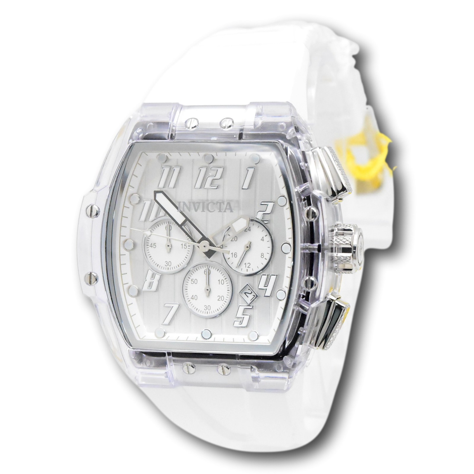 Invicta S1 Rally Crystal Chronograph Men’s 47mm Clear Case White Watch 45481