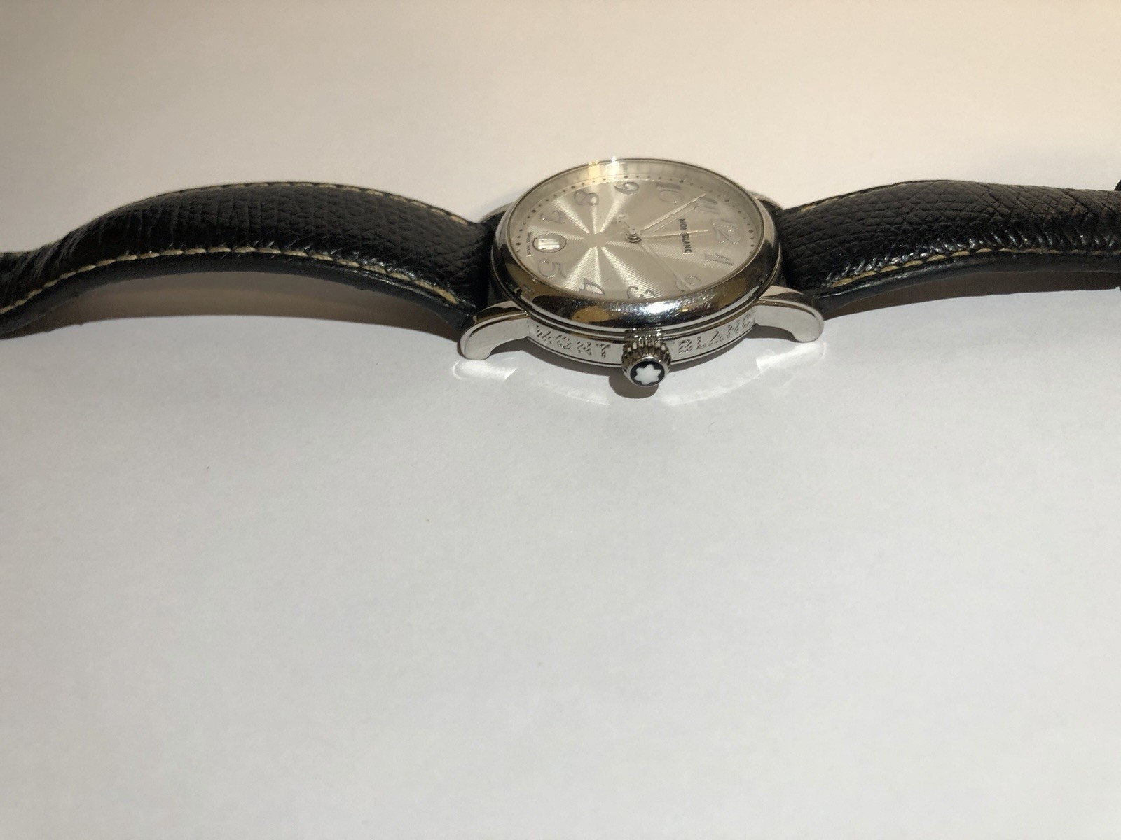 Montblanc Meisterstück Men’s Quartz Date 38mm SS Silver Dial Black Leather
