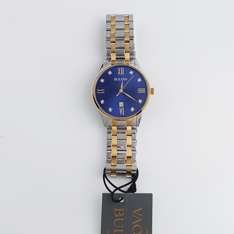 Bulova Men Marine Star 98D130 Blue/Gold Dial Quartz Chronograph Watch 40MM