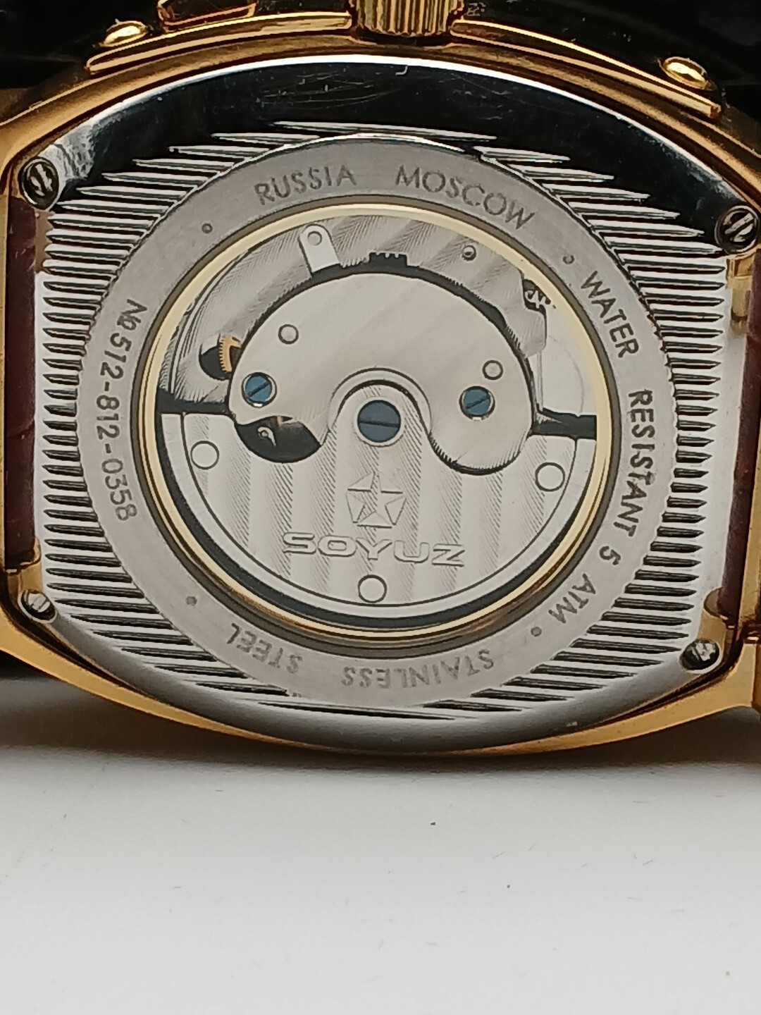 Soyuz Premium Skeleton Chronograph 23k Gold Pl Rare Model Automatic Movement Lux