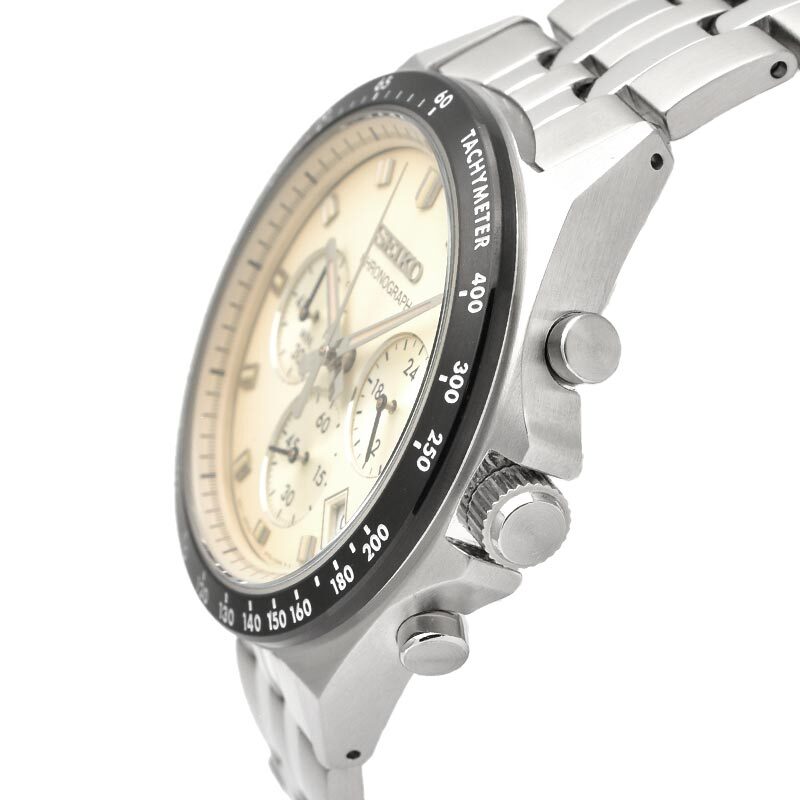 SEIKO SELECTION SBTR045 Stainless Steel Chronograph Quartz Watch Ivory Dial 41mm