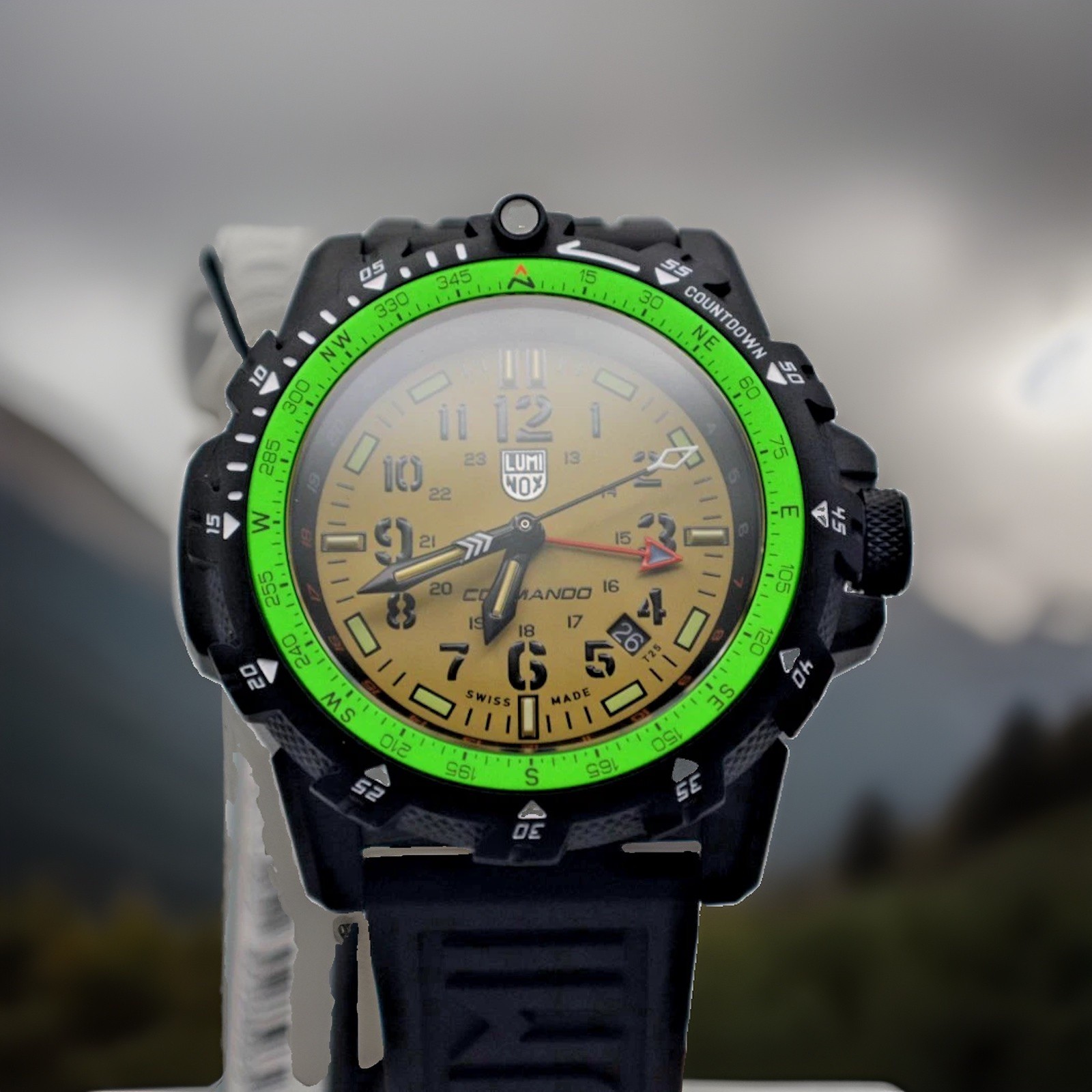 Luminox Men’s Watch Commando Raider Compass Beige Dial Black Rubber Strap 3321