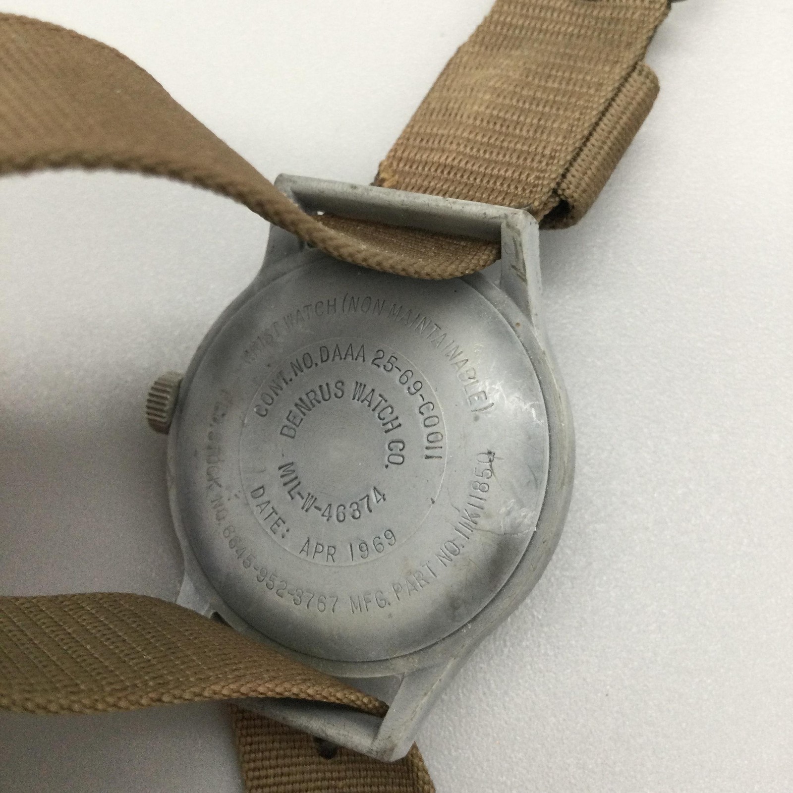 Vintage Benrus MIL-W-46374 Mens Watch 35mm Field Black NOT RUNNING FOR PARTS