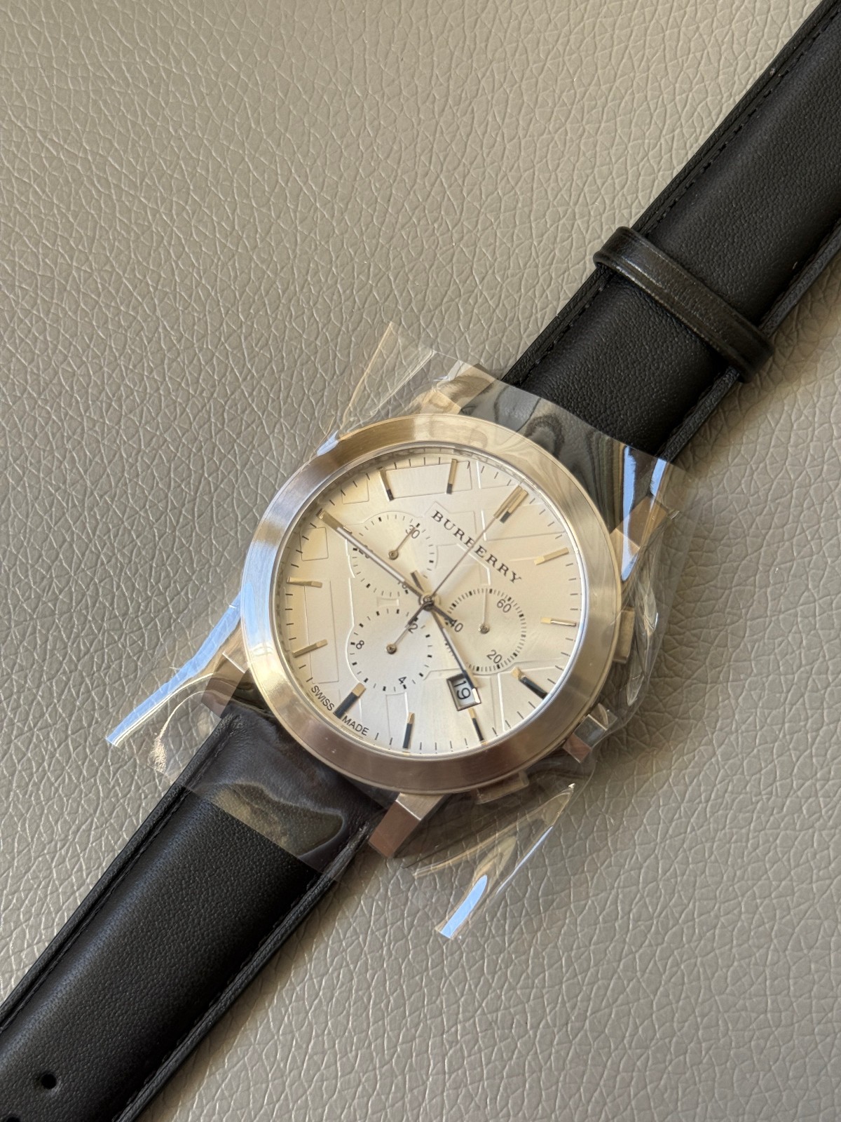 Burberry BU9355 Chronograph Dial Steel Black Leather Men’s Watch