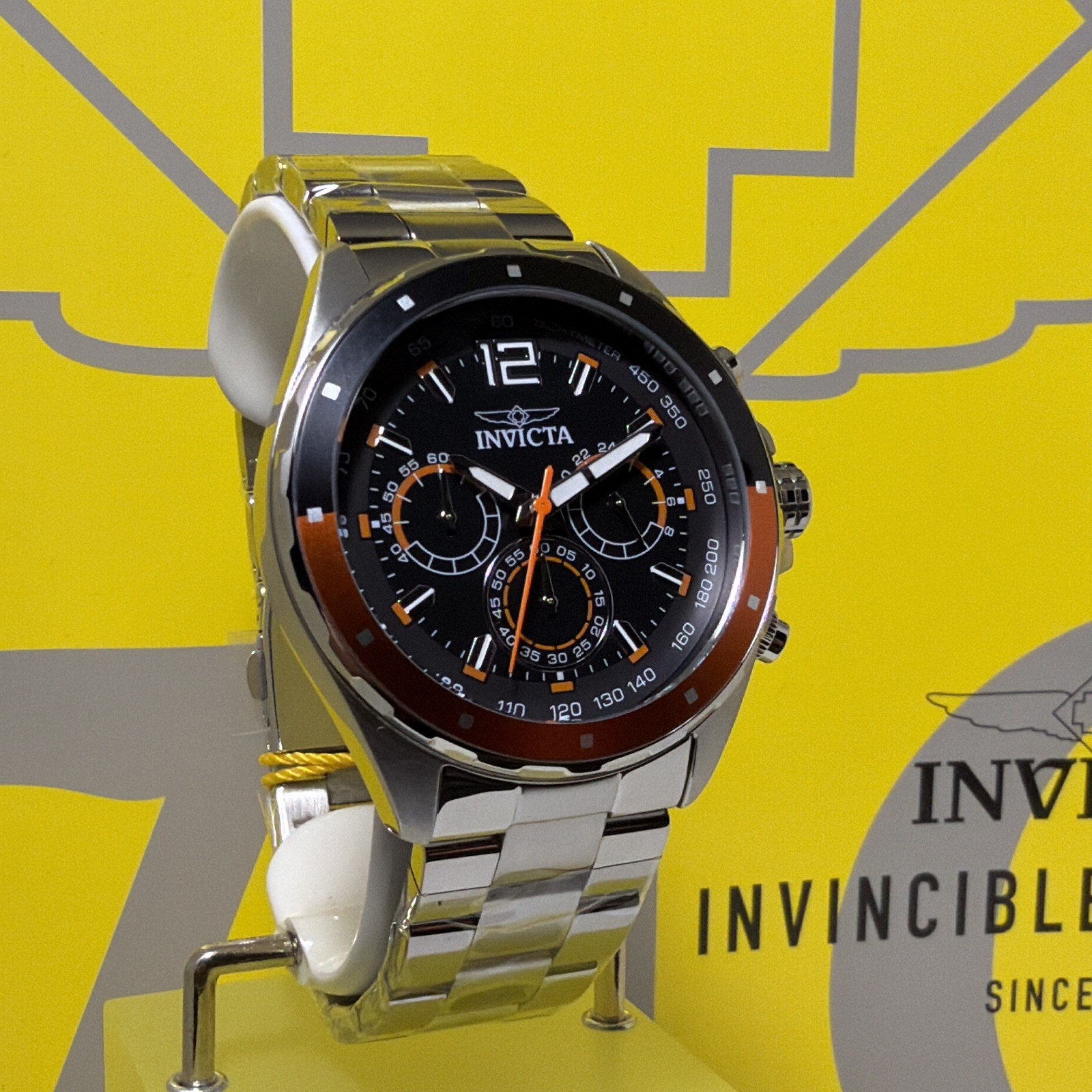 Invicta Speedway Men’s 44mm Chrono Watch StainlessSteel, W/Hard Case & Soft Case