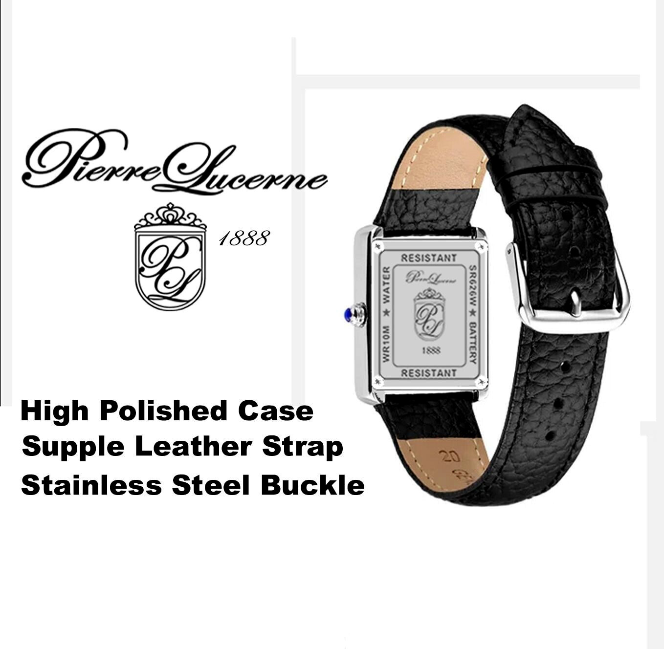 Pierre Lucerne 1888 Tank Swiss Inspired Design Mens Watch Blue Band With Box