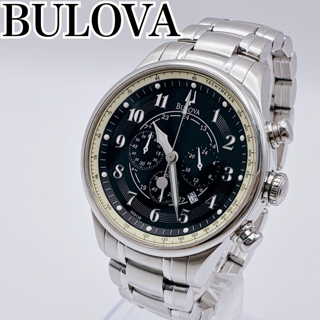 Operational item Rare BULOVA Adventure Chronograph Black Dial Beautiful Item