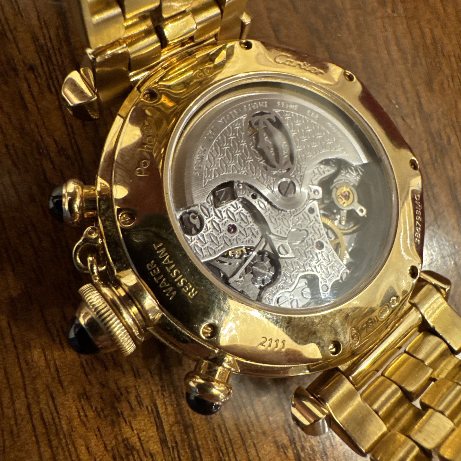 Cartier 18k Gold Pasha 38mm Chronograph Automatic W30140D1 box papers