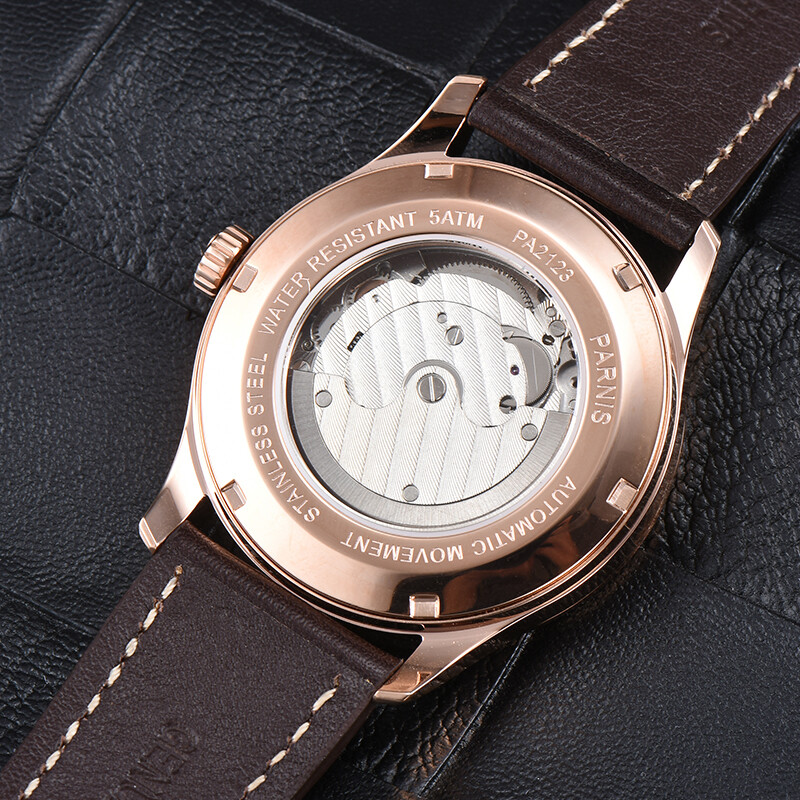 Parnis 41.5mm Automatic Movement Men’s Boys PVD Coated Casual Wristwatch