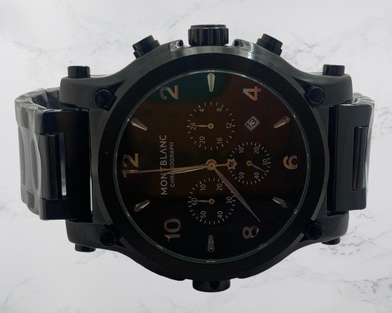 Refurbished Beautiful All Black Montblanc “Chronograph-Date” Quartz Men’s Watch