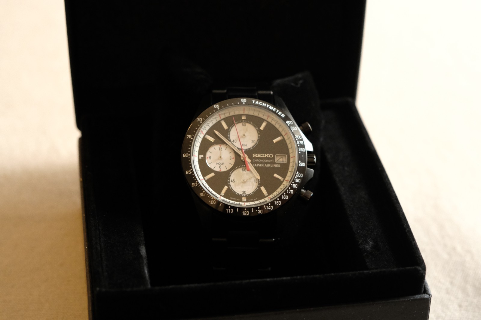 [Rare] Black JAL x Seiko Chronograph JDM Stainless steel PVD Made In Japan