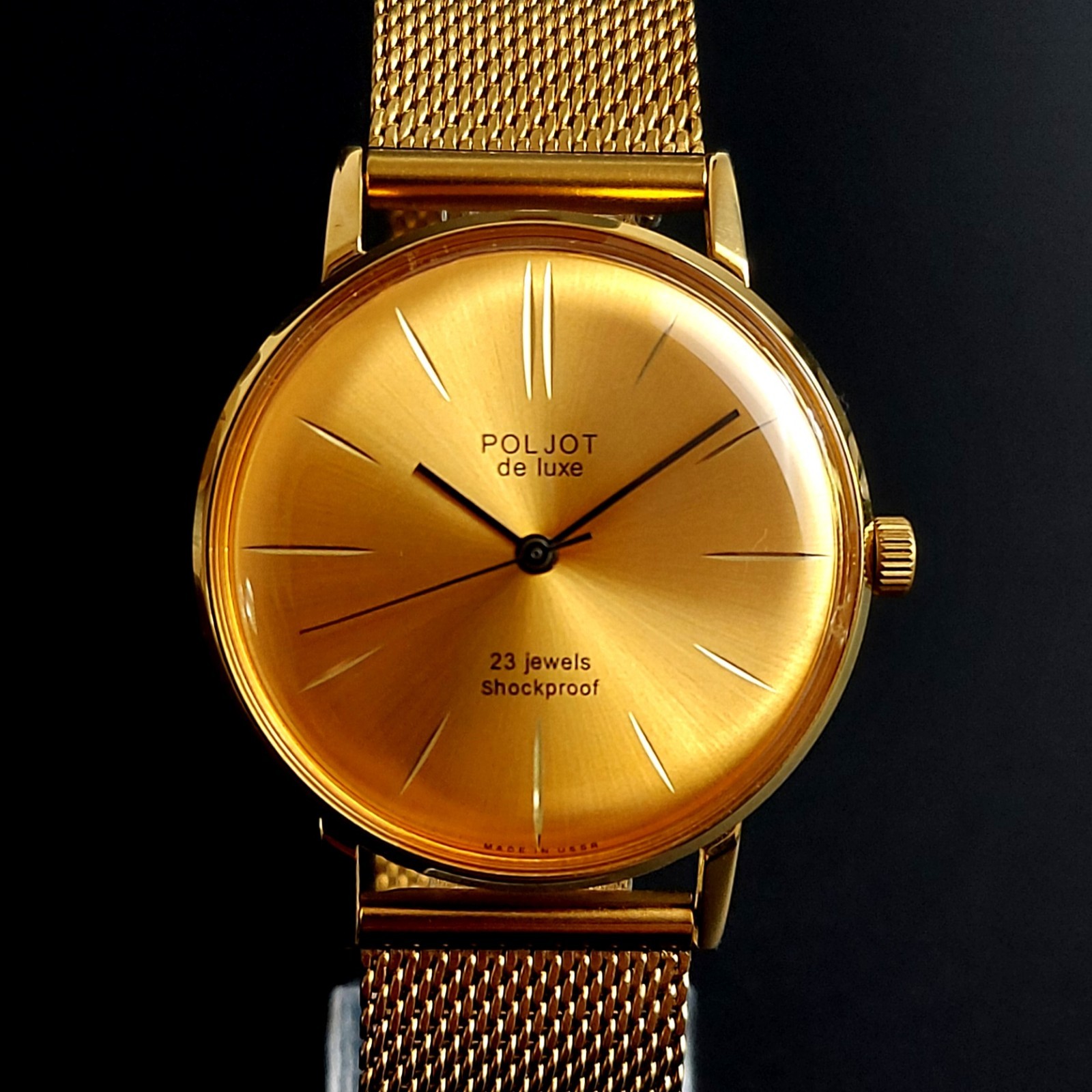 Vintage Wristwatch NOS Poljot De LUXE Ultra Slim Soviet Men’s Watch 23 Jewels