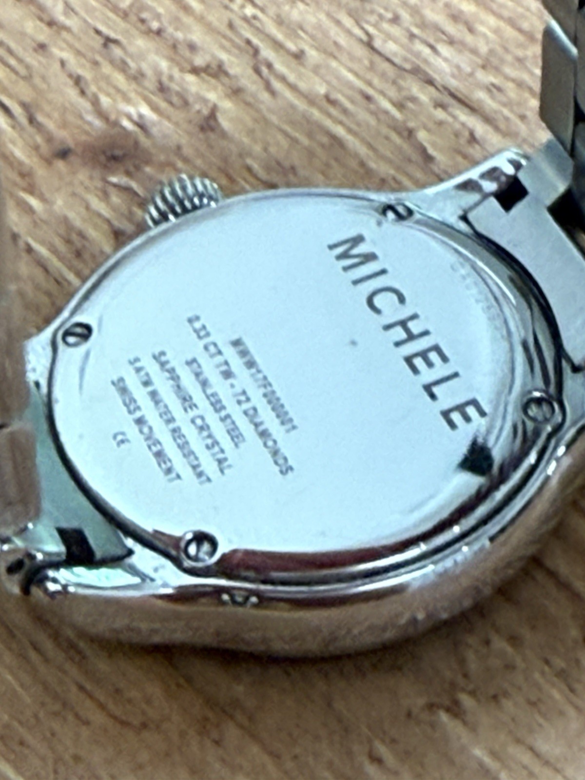 MICHELE Jetway Women’s Watch Swiss Quartz Diamond Bezel Silver SS Watch 32mm 50m