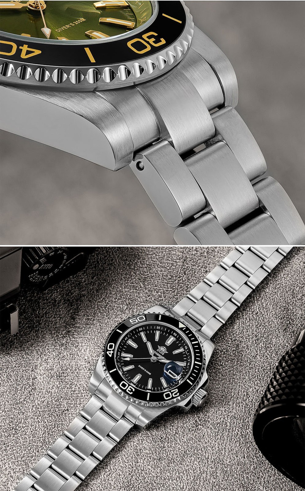 ADDIESDIVE 200M Dive Watch Japanese Quartz 41MM Ceramic Bezel Stainless Steel