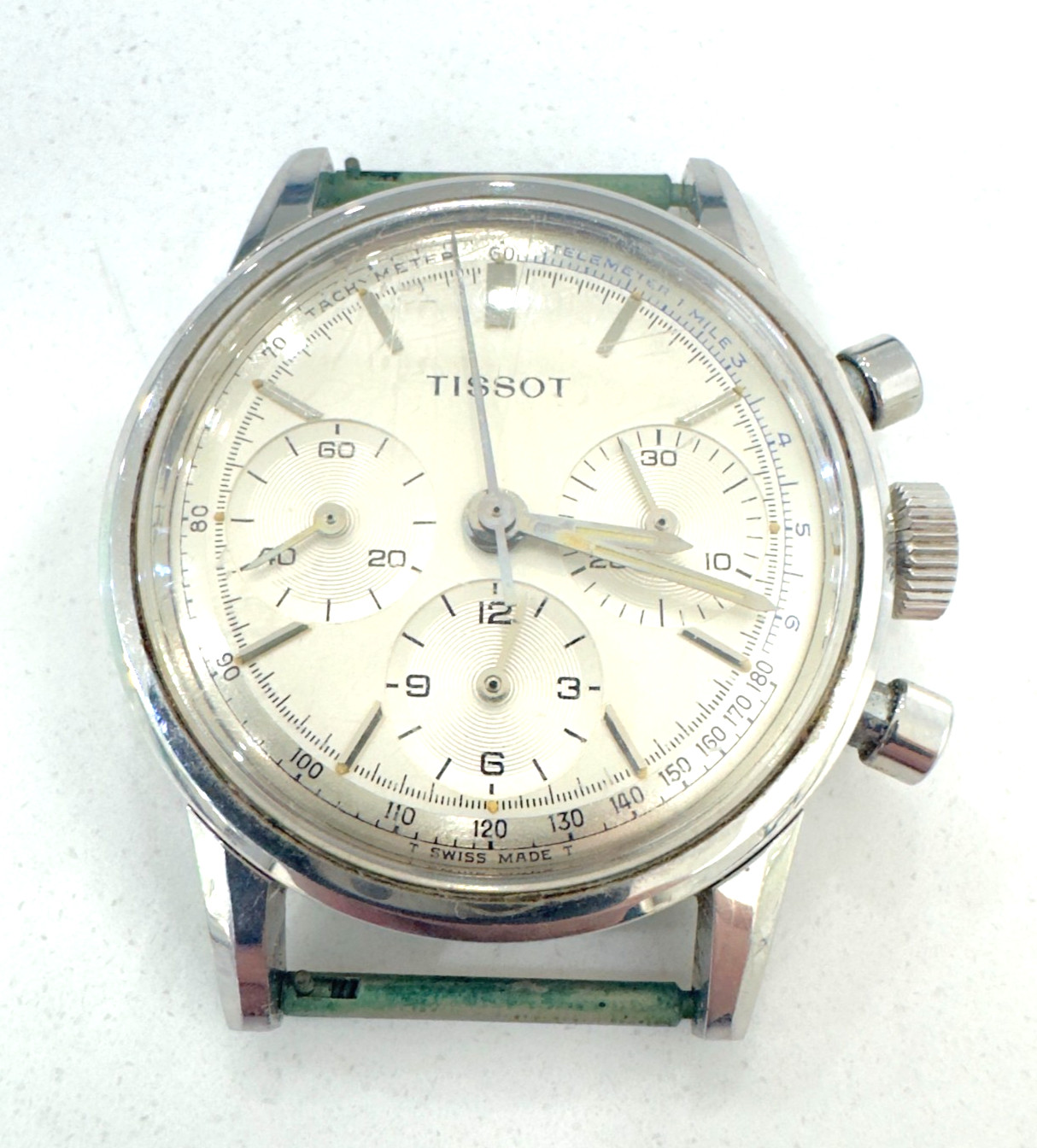1963 Tissot Lemania 1281 Men’s Chronograph watch, 17j, 1 Mile Telemeter, 4 Faces