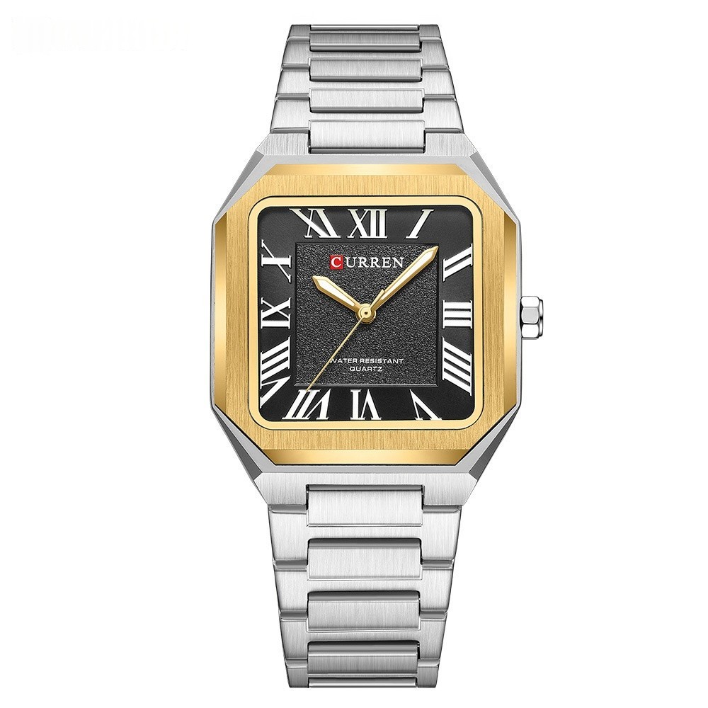 Mens Simple Square Waterproof Quartz Watch With Roman Numerals And Fashionable